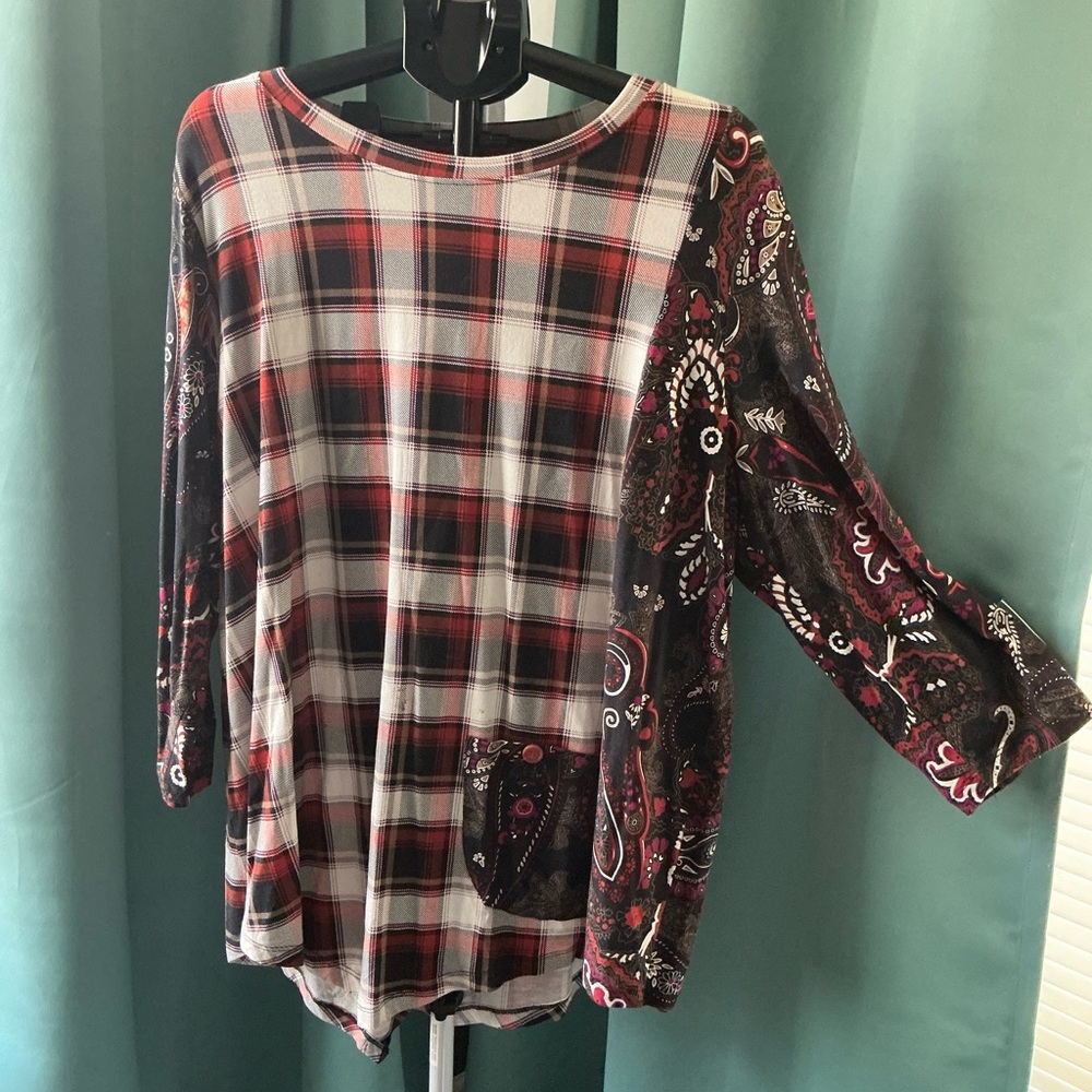 NWOT Plaid and Paisley Women's Top by WESTBOUND in plus size 3X